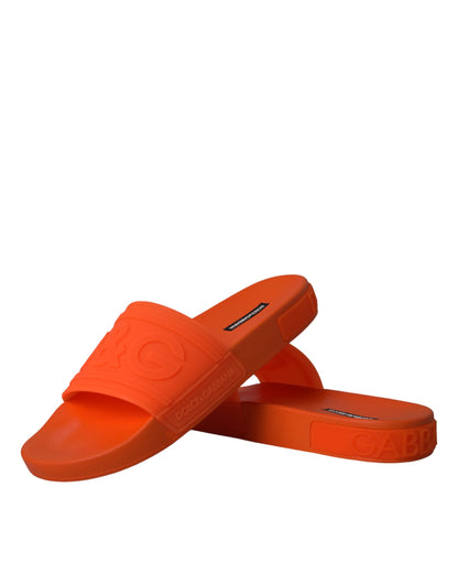 Dolce &amp; Gabbana Orange Rubber Slides Sandaler Strandtøjssko