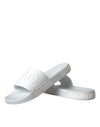 Dolce & Gabbana White Rubber Slides Sandaler Strandtøjssko