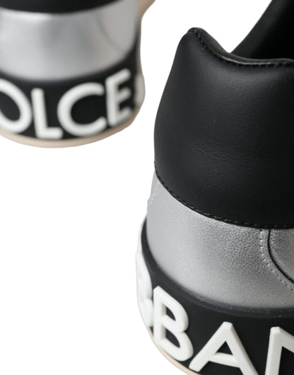 Dolce &amp; Gabbana Sølv Portofino Kalveskindsneakers Herresko