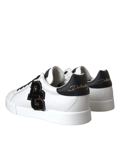 Dolce &amp; Gabbana Hvide Læder DG Logo Casual Low Top Sneakers Sko