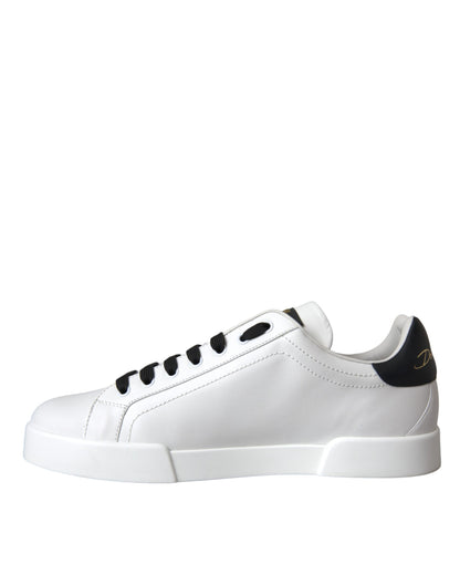 Dolce &amp; Gabbana Hvide Læder DG Logo Casual Low Top Sneakers Sko