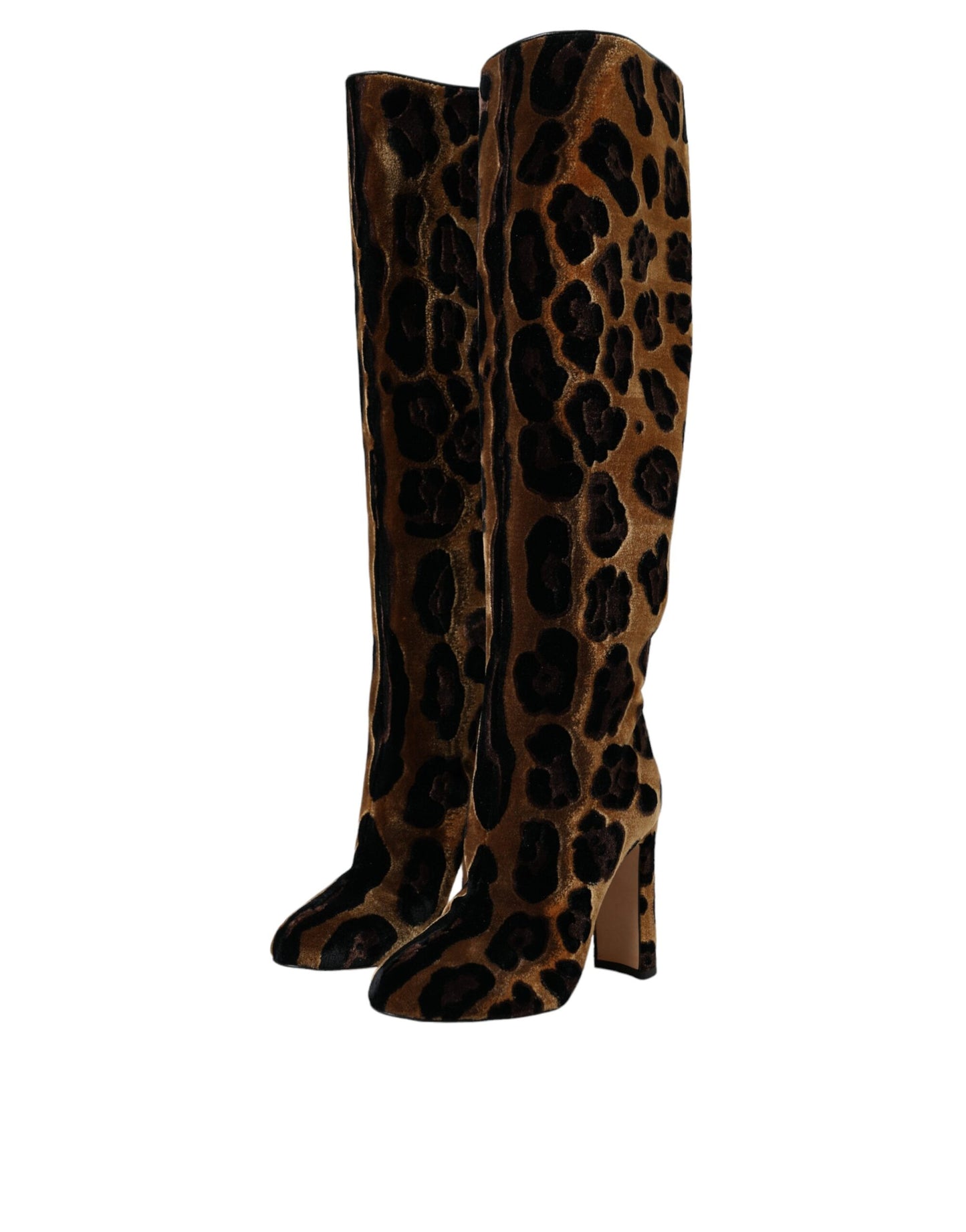 Dolce &amp; Gabbana Brune Giraffe Velour Læderstøvler Sko