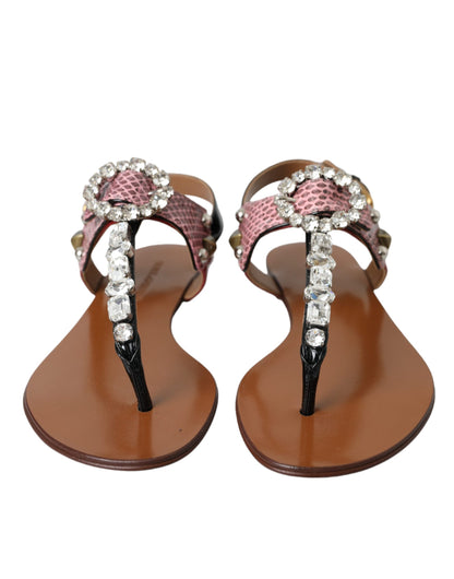 Dolce &amp; Gabbana Flerfarvede Krystal Sandaler Flip Flops Sko