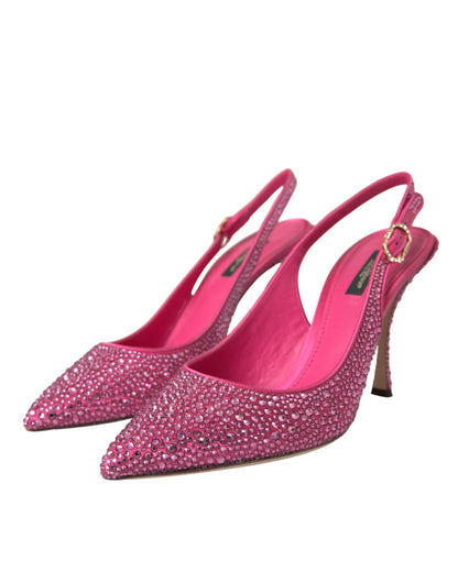 Dolce &amp; Gabbana Pink Strass Krystalhæle Slingbacks Sko
