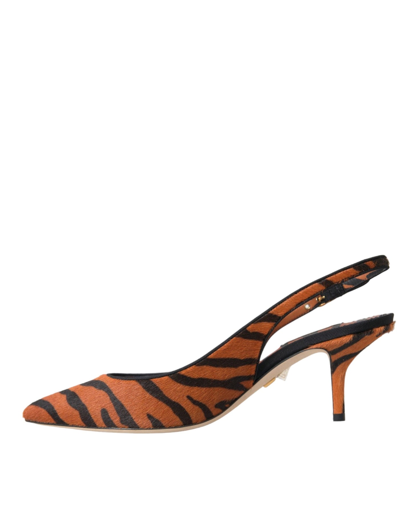 Dolce &amp; Gabbana Sorte Orange Zebra Læder Slingbacks Sko