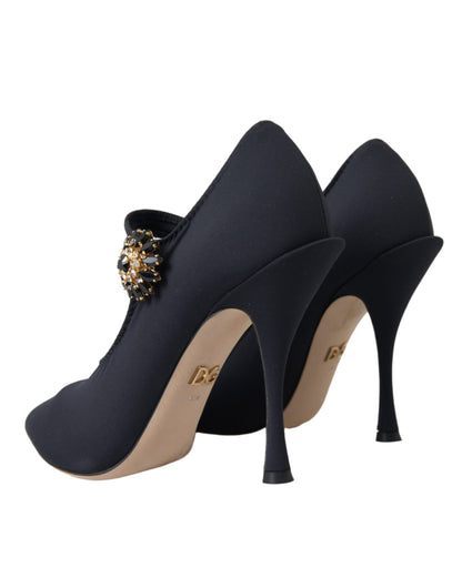 Dolce &amp; Gabbana Sorte Mary Jane Jersey Krystal Pumps Sko