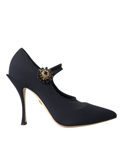 Dolce &amp; Gabbana Sorte Mary Jane Jersey Krystal Pumps Sko