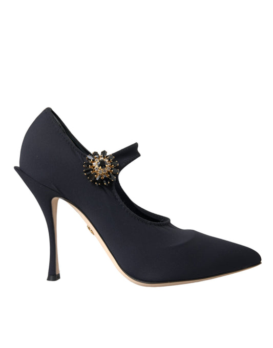 Dolce &amp; Gabbana Sorte Mary Jane Jersey Krystal Pumps Sko