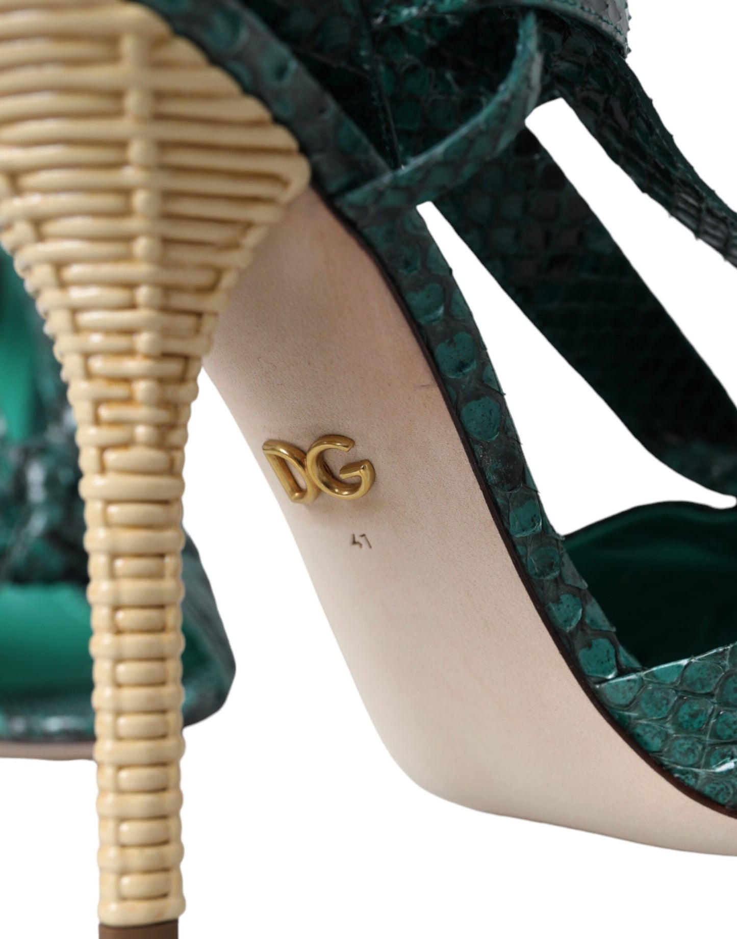 Dolce &amp; Gabbana Grønne Eksotisk Læder Sandaler Sko