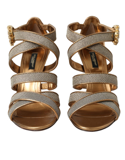 Dolce &amp; Gabbana Bronze Krystalrem Sandaler Sko