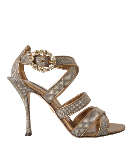 Dolce &amp; Gabbana Bronze Krystalrem Sandaler Sko