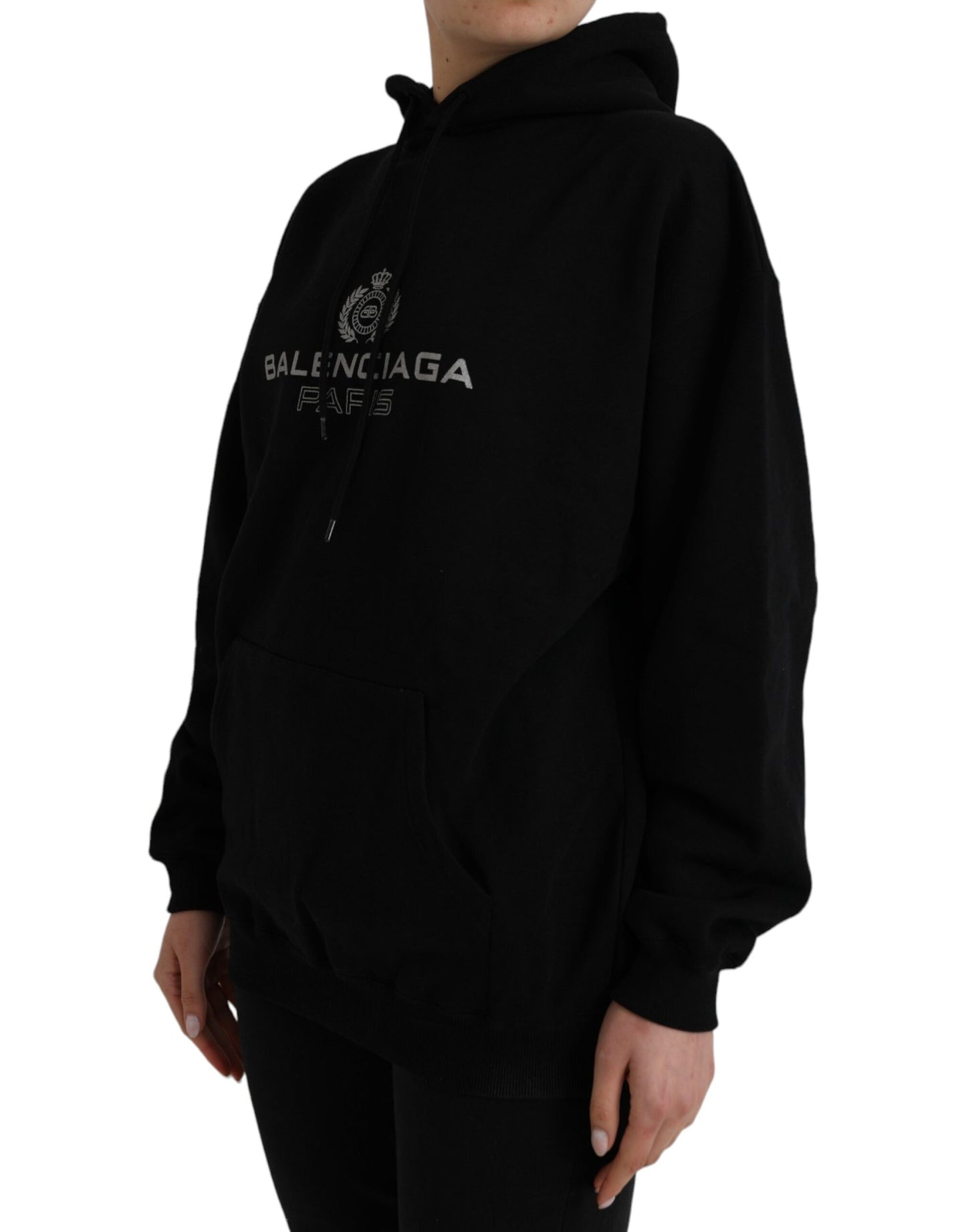 Balenciaga sort bomuldslogo Sweatshirt sweater med hætte