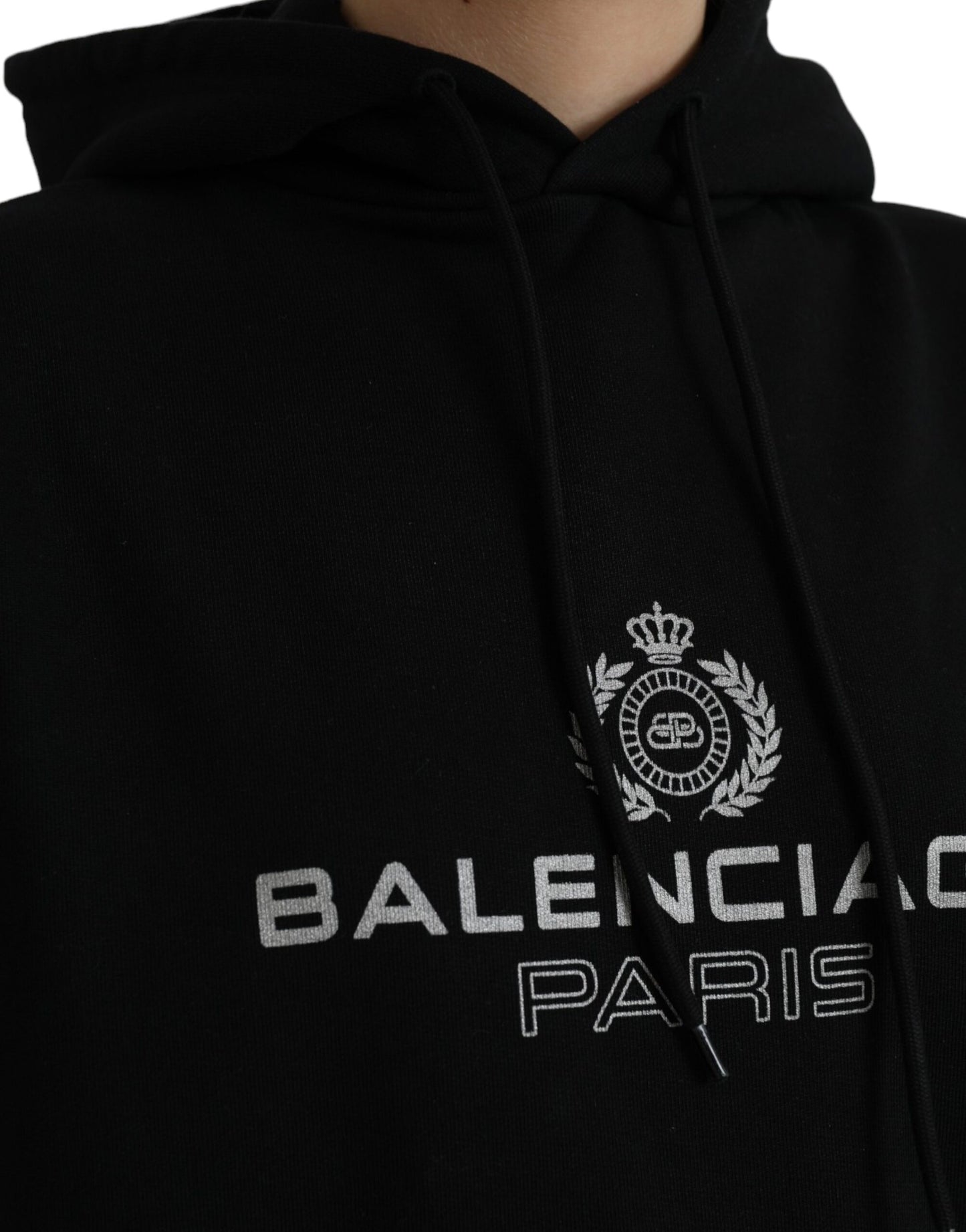 Balenciaga sort bomuldslogo Sweatshirt sweater med hætte