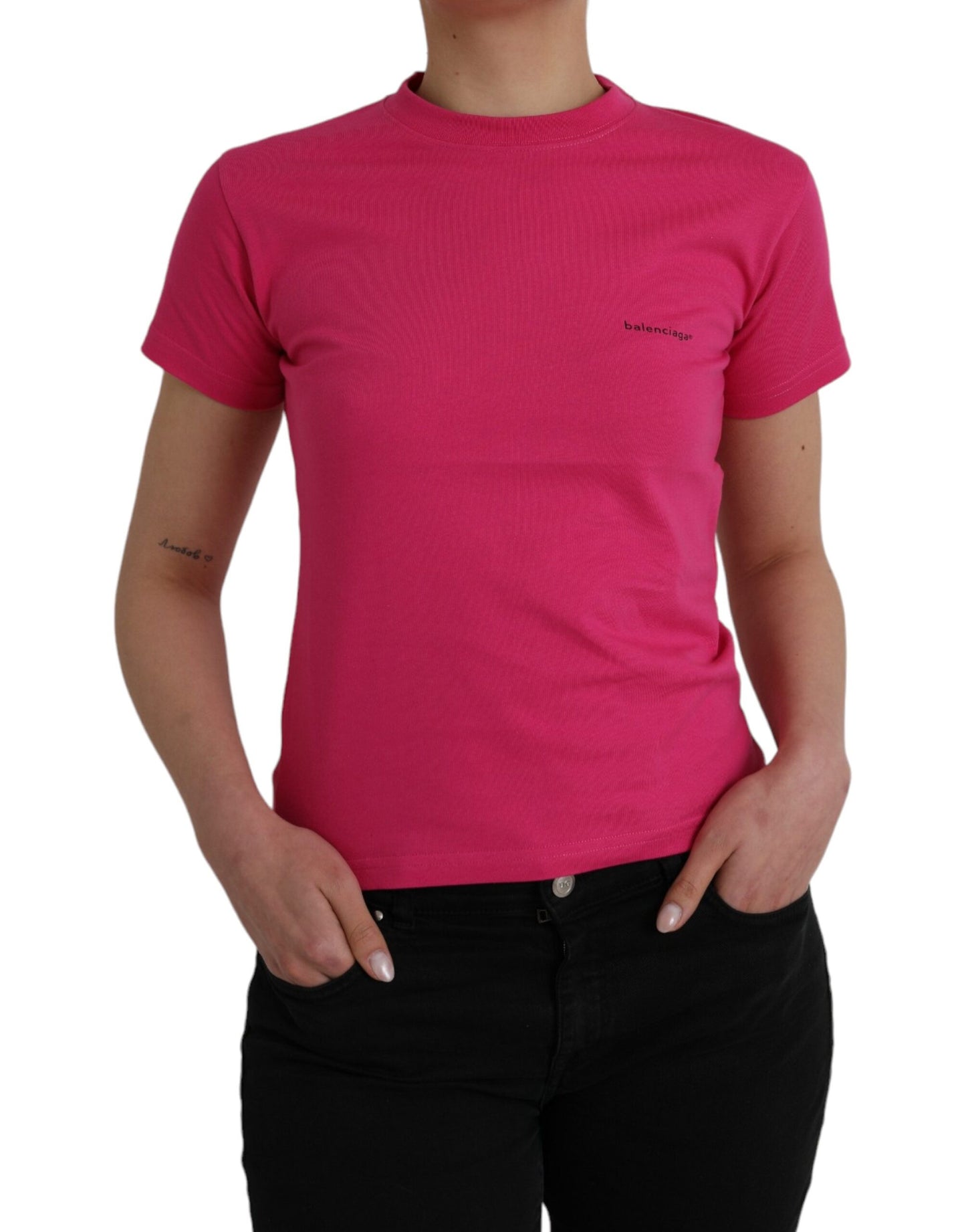 Balenciaga Pink Bomuld T-shirt med rund hals med korte ærmer