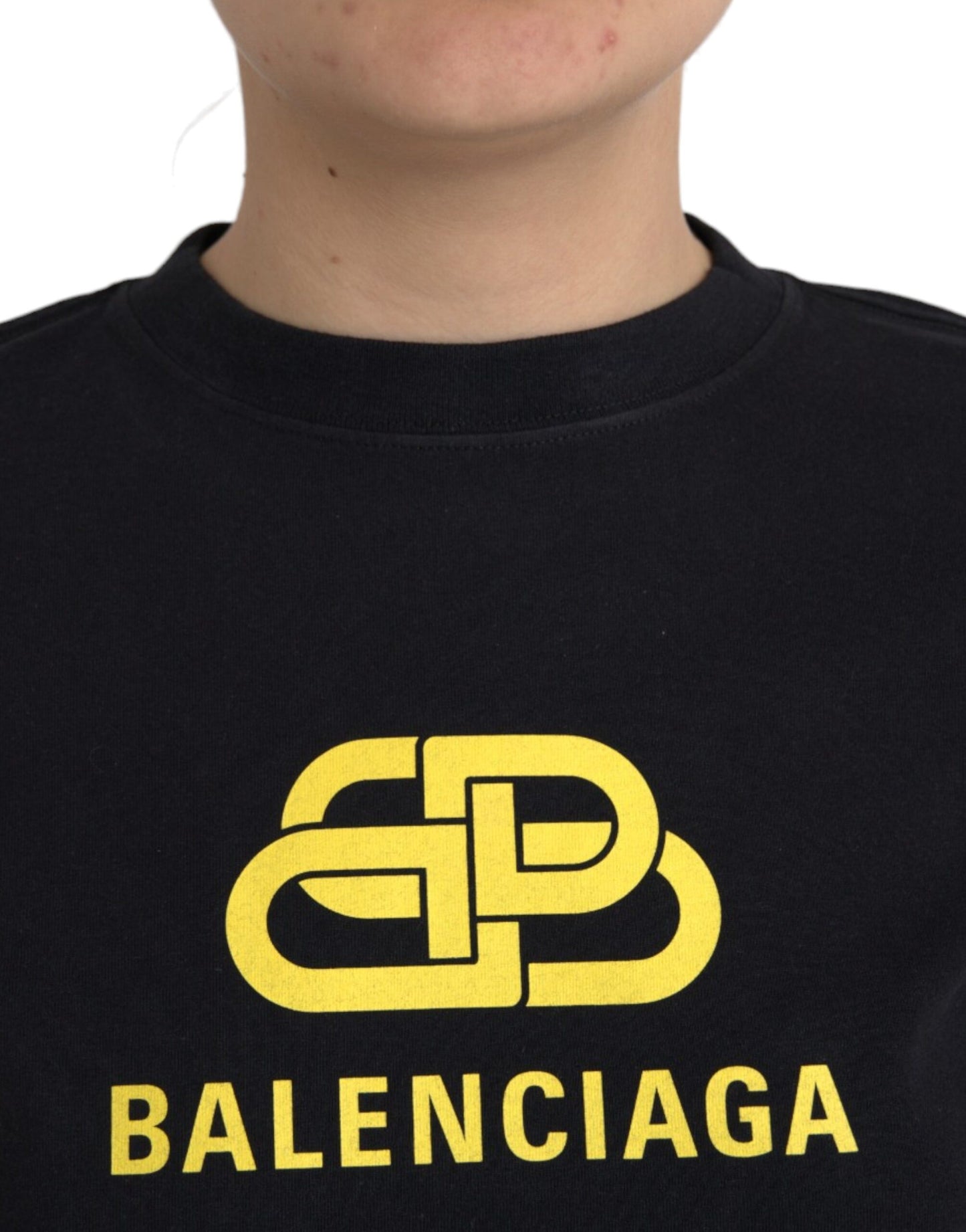 Balenciaga sort bomuldslogoprint med rund hals med korte ærmer T-shirt