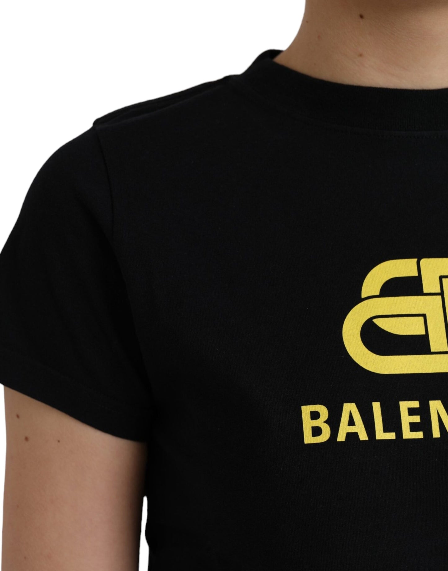 Balenciaga sort bomuldslogoprint med rund hals med korte ærmer T-shirt