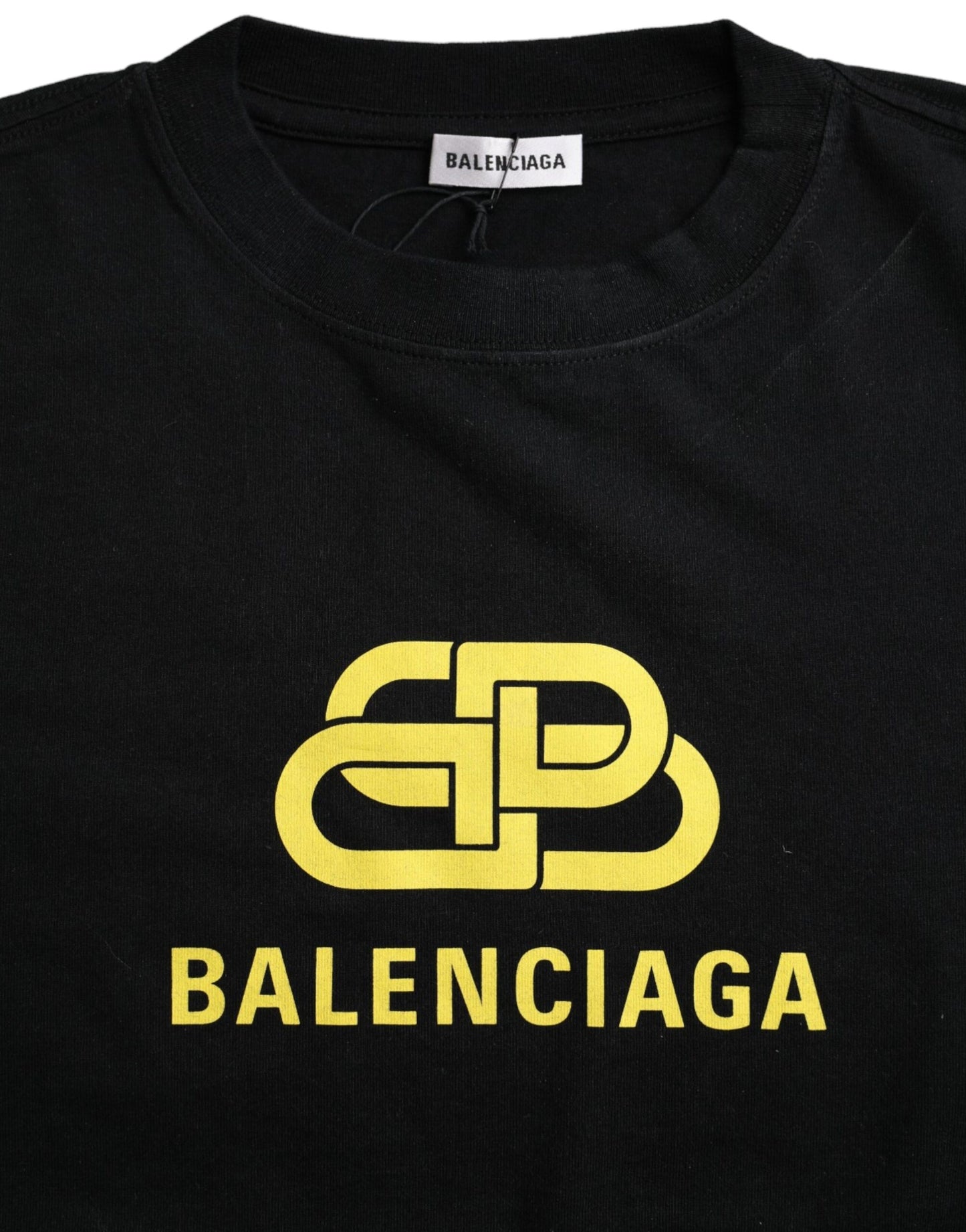 Balenciaga sort bomuldslogoprint med rund hals med korte ærmer T-shirt