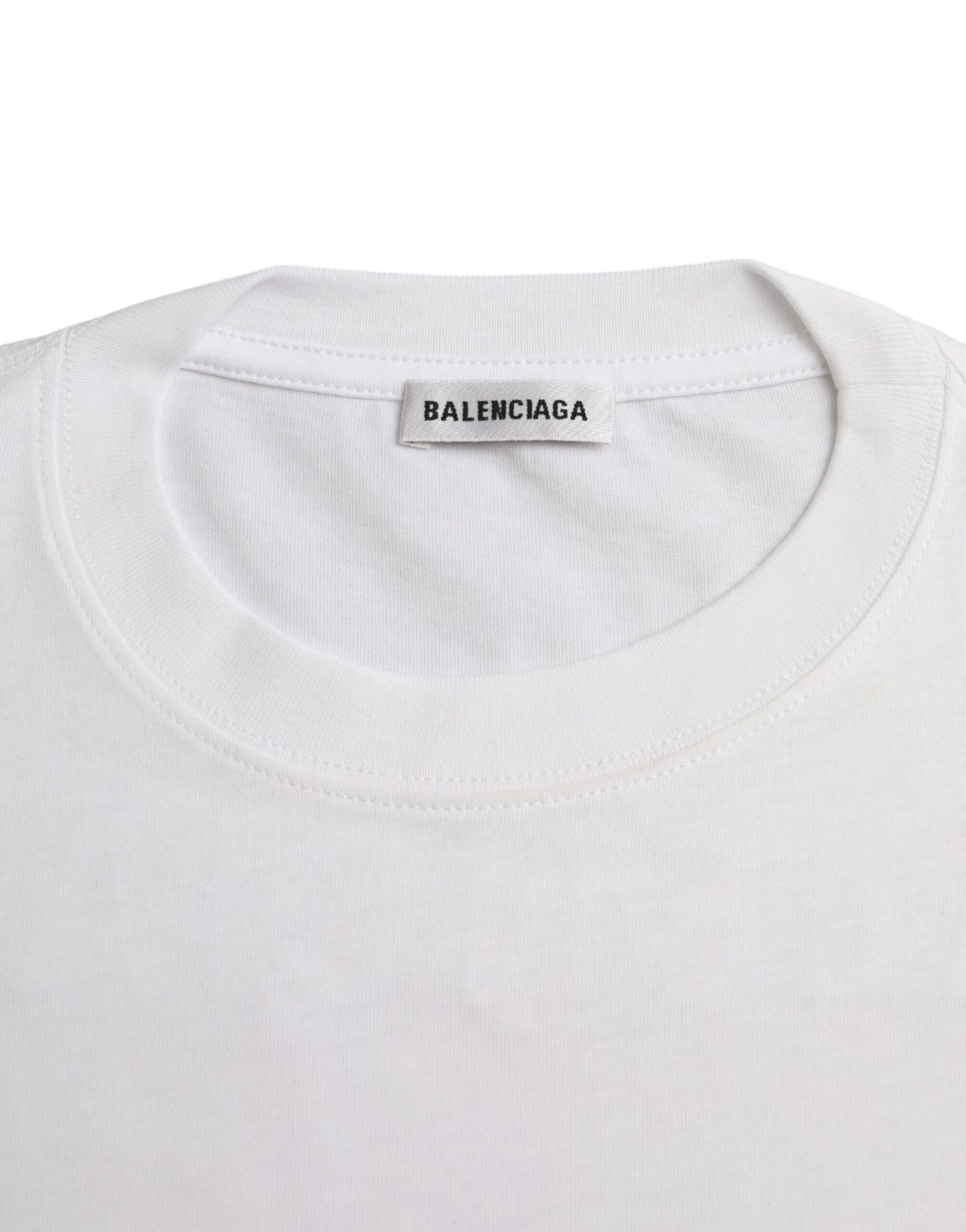 Balenciaga T-shirt med korte ærmer i hvid bomuld med rund hals