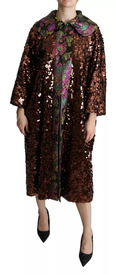 Dolce &amp; Gabbana Flerfarvet Paillet Lang Frakke Jacquard Jakke