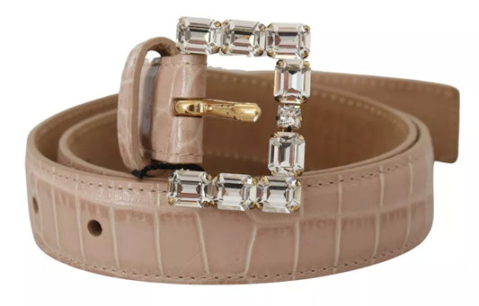 Dolce &amp; Gabbana Beige Læderbælte med Krystalspænde til Kvinder