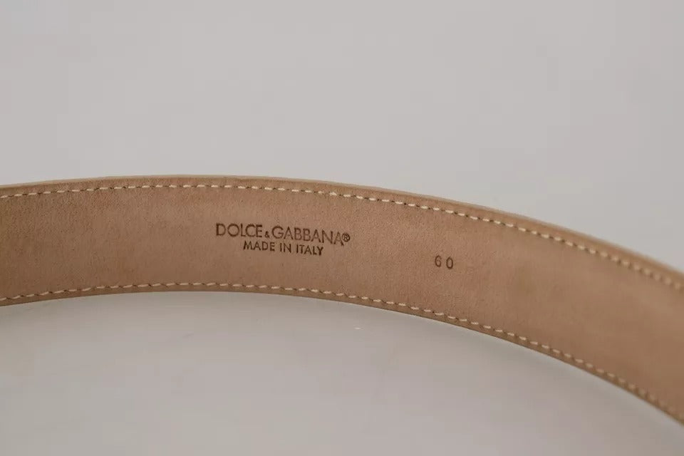 Dolce &amp; Gabbana Beige Læder Krystalspænde Damebælte