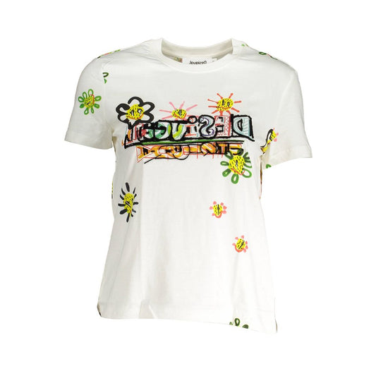 Desigual hvid bomuld T-shirt til kvinder