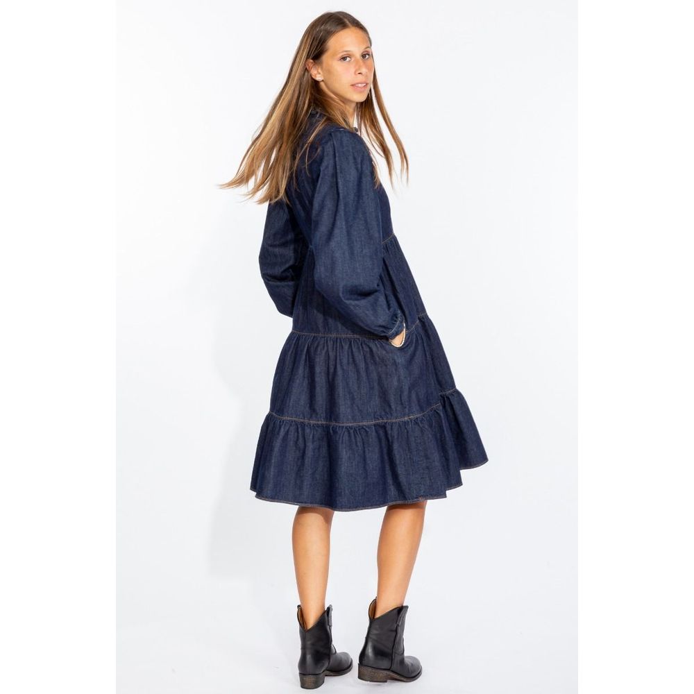 Love Moschino Elegant Mørkeblå Denimkjole Med Flare
