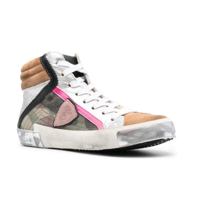 Philippe Model hærgrønne high-top sneakers med læderdetaljer