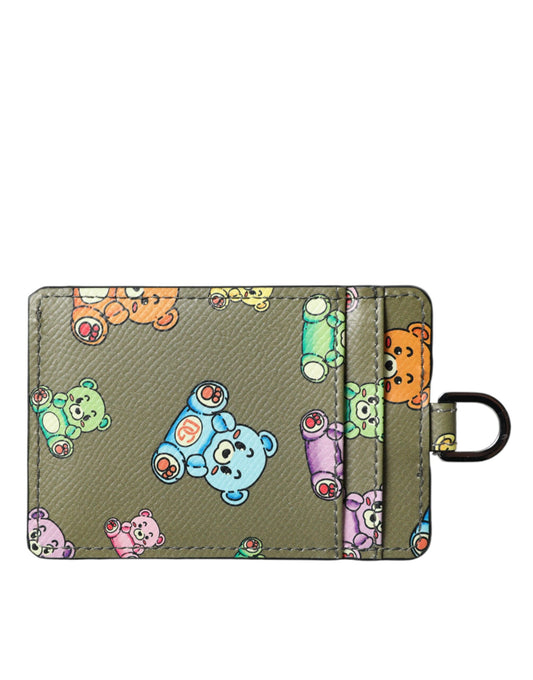 Dolce &amp; Gabbana Army Green Teddy Bear Læderpung til Kvinder med Kortholder