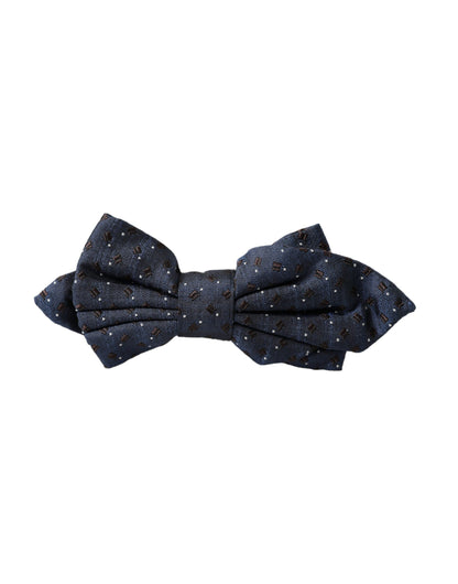Dolce &amp; Gabbana Marineblå Silkemønstret Justerbar Herre Papillon Butterfly
