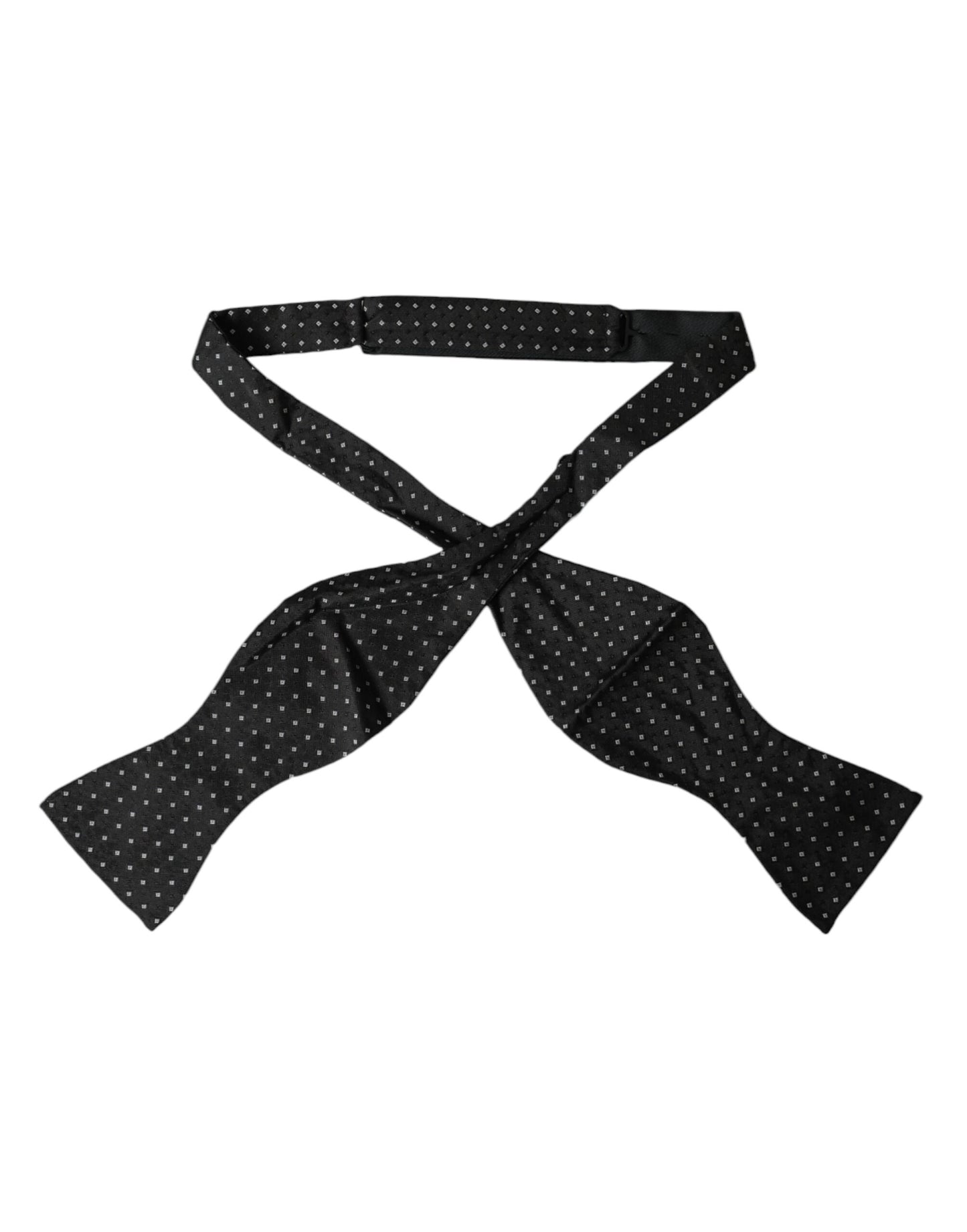 Dolce &amp; Gabbana Sort Silke Polka Dot Slank Skinny Necktie Mænd butterfly