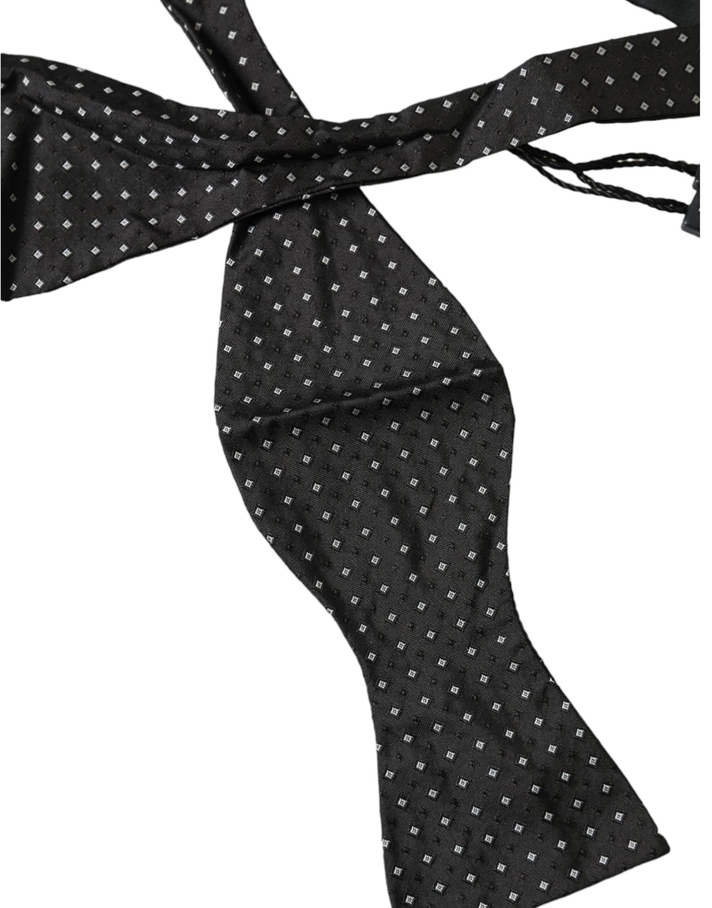 Dolce &amp; Gabbana Sort Silke Polka Dot Slank Skinny Necktie Mænd butterfly