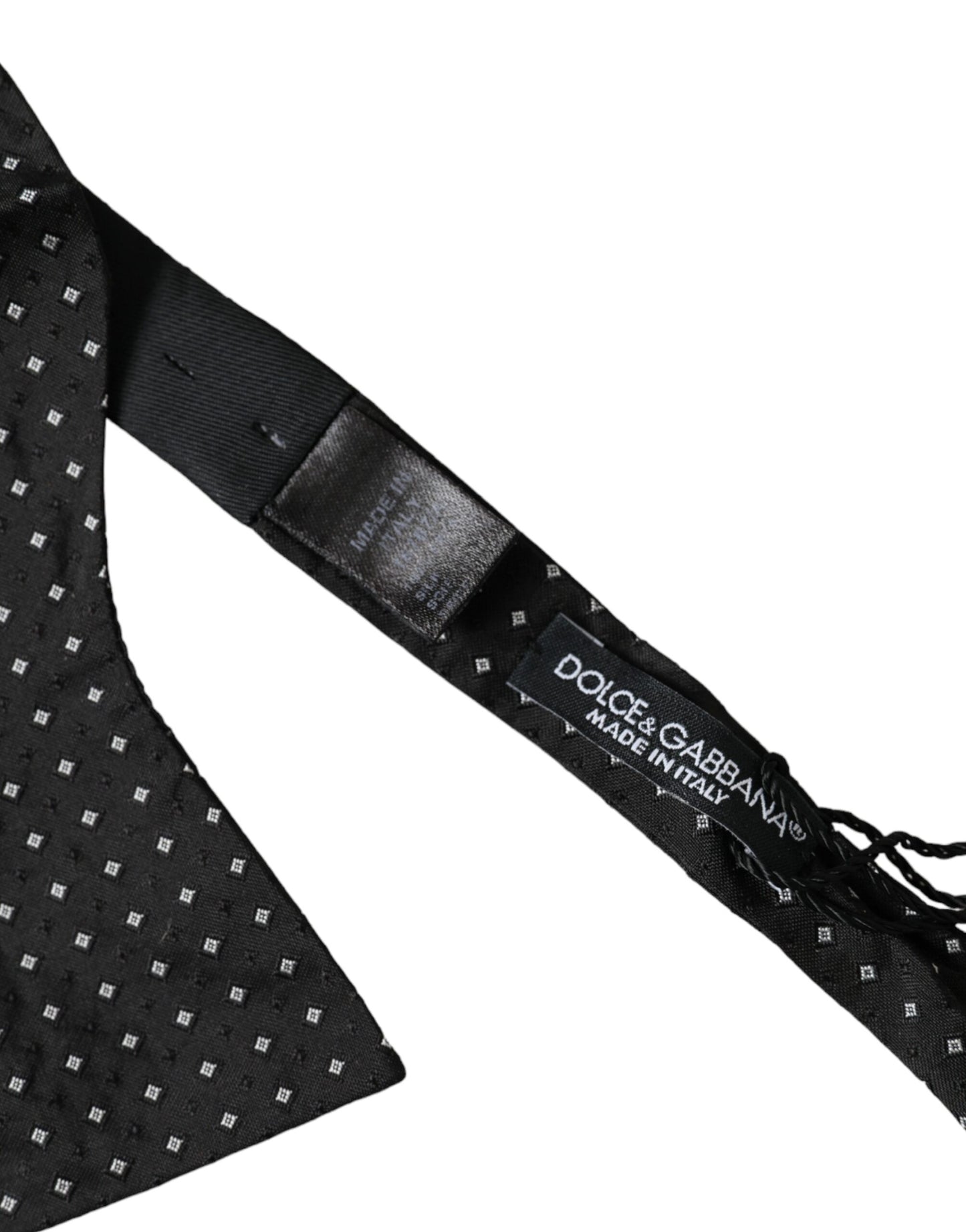 Dolce &amp; Gabbana Sort Silke Polka Dot Slank Skinny Necktie Mænd butterfly