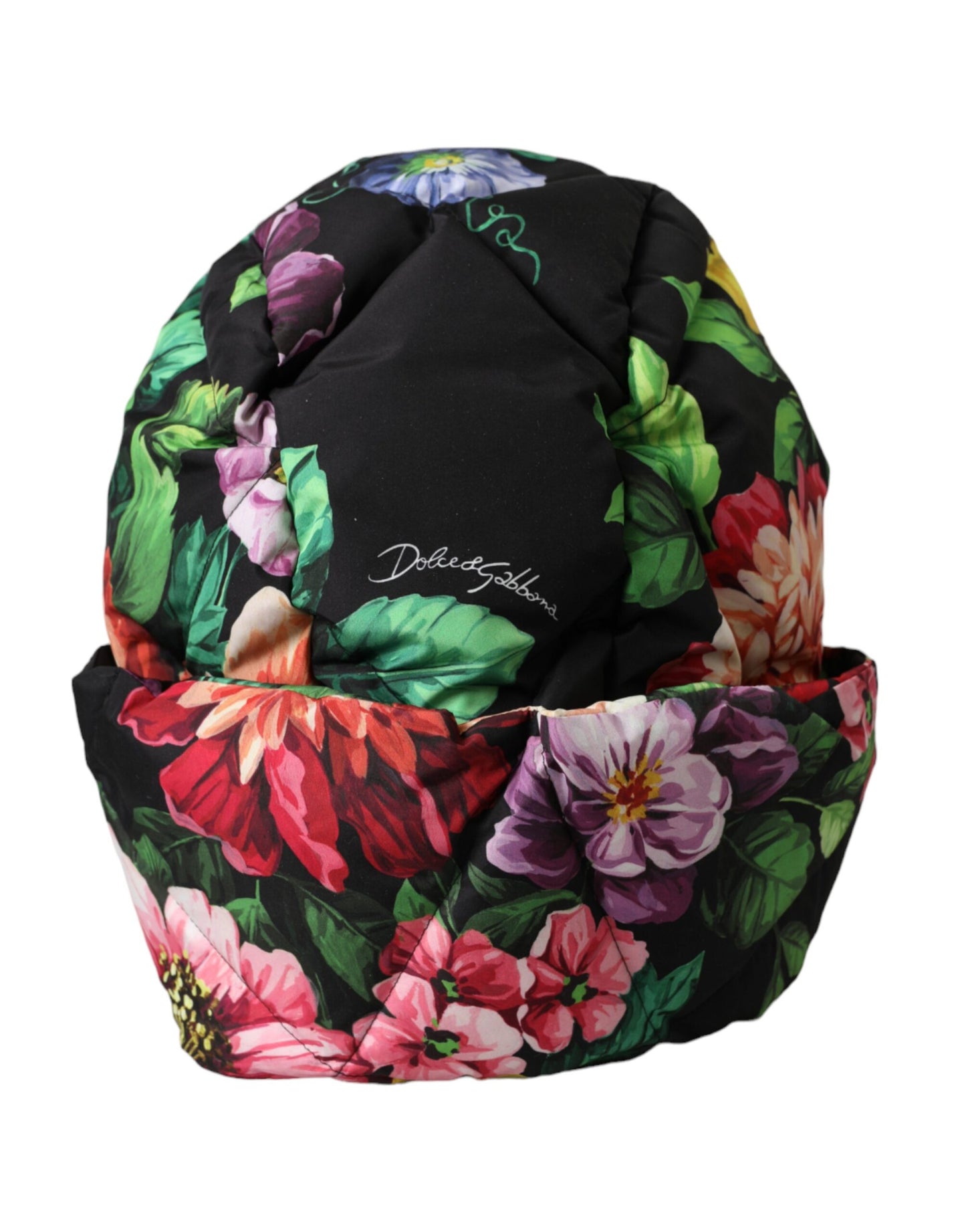 Dolce &amp; Gabbana sort blomsterprint hele hovedet wrap hat