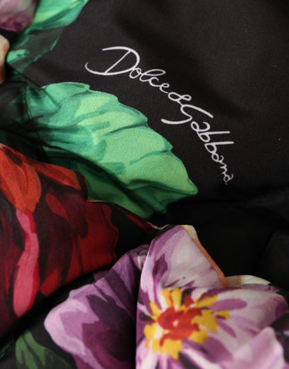 Dolce &amp; Gabbana sort blomsterprint hele hovedet wrap hat