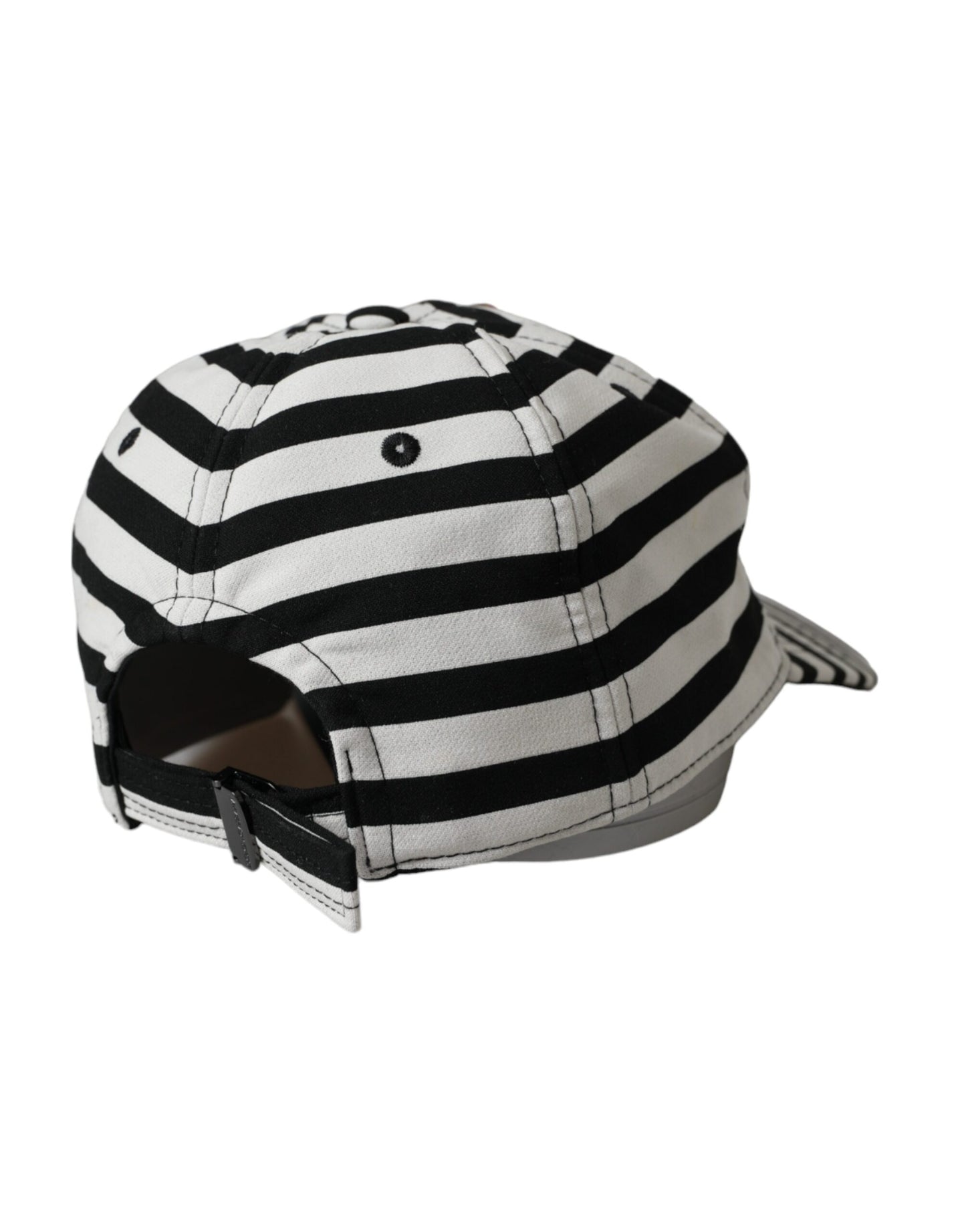 Dolce &amp; Gabbana Black White Stripe Amore Heart Applique baseballhat