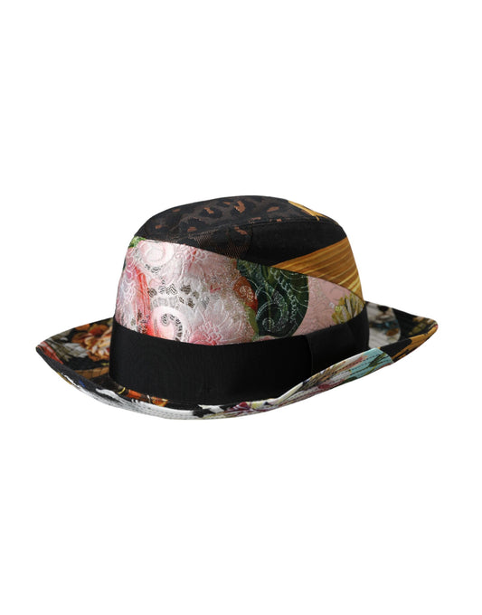 Dolce &amp; Gabbana Multicolor Patchwork Kvinder Fedora Hat med bred skygge