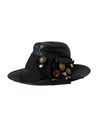 Dolce & Gabbana sort læder DG Coin Crystal Wide Rim Hat