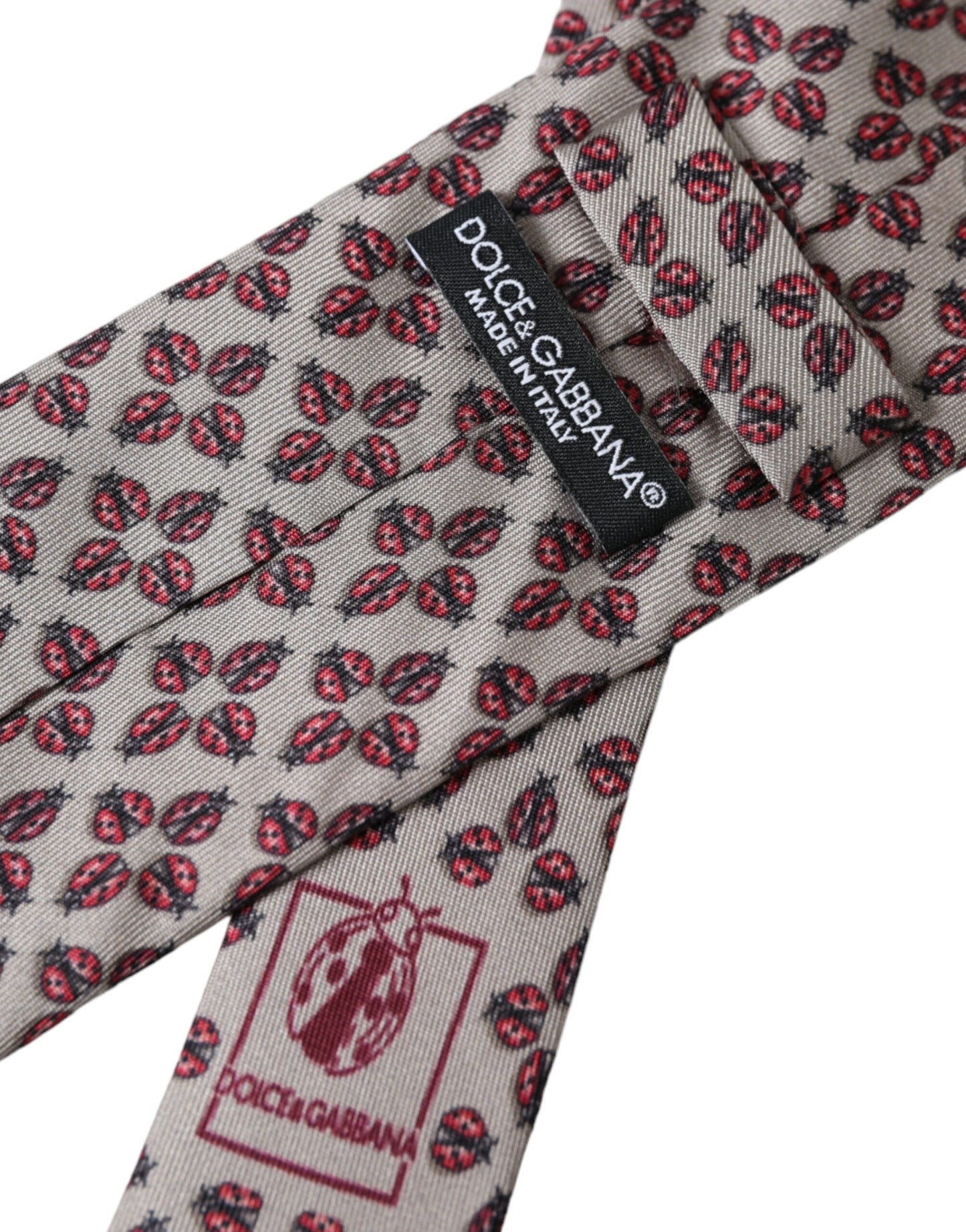 Dolce &amp; Gabbana Beige Lady Bug Print Silke Justerbar Slips til mænd