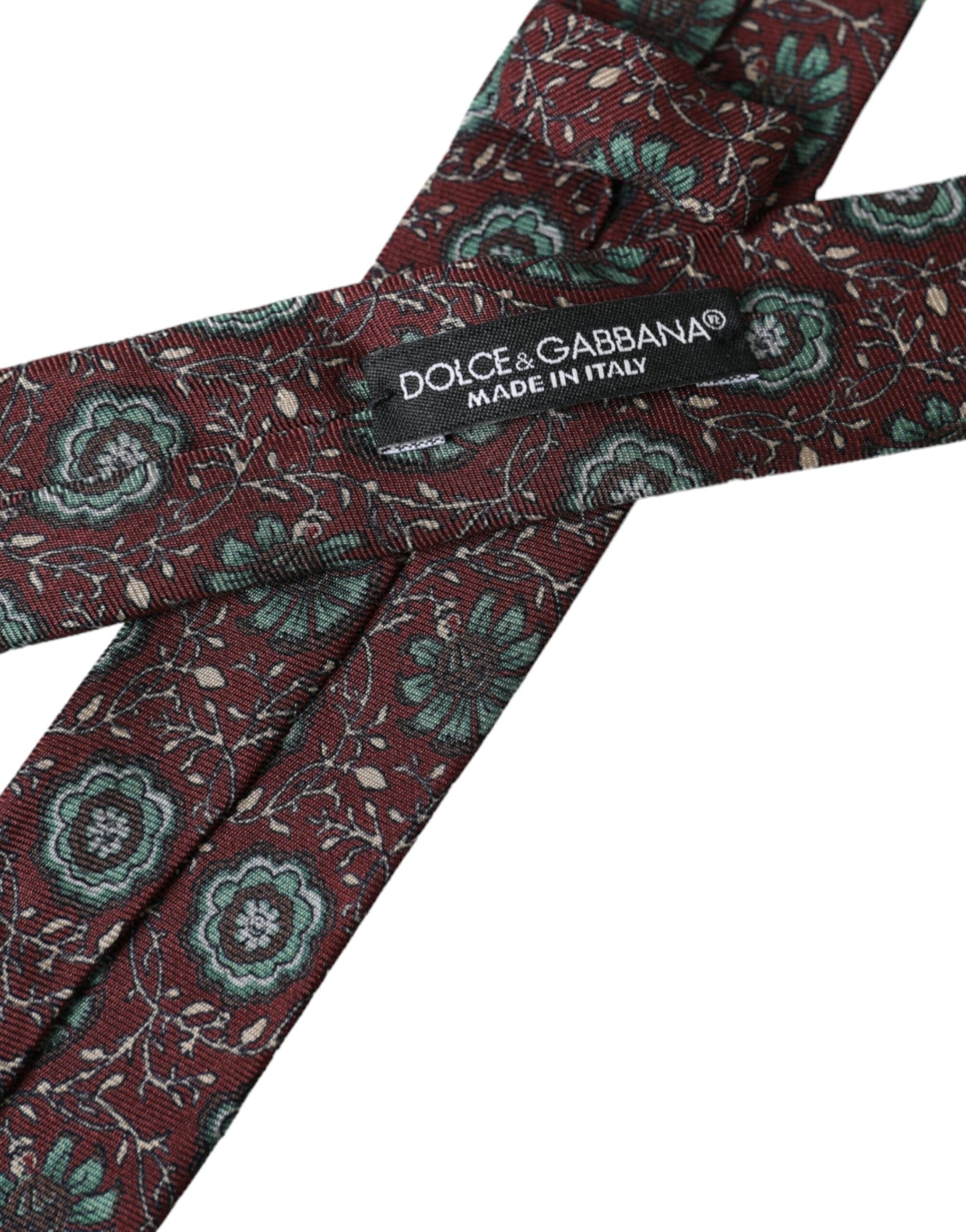 Dolce &amp; Gabbana Maroon Floral 100% Silke Justerbar mænd slips