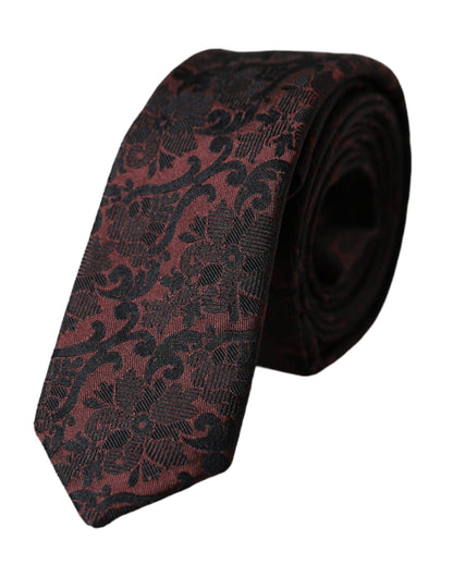 Dolce &amp; Gabbana Maroon Floral Fantasy Silk Justerbar Slips til mænd