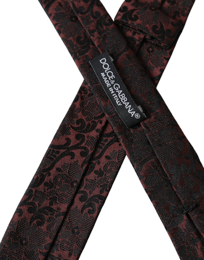 Dolce &amp; Gabbana Maroon Floral Fantasy Silk Justerbar Slips til mænd