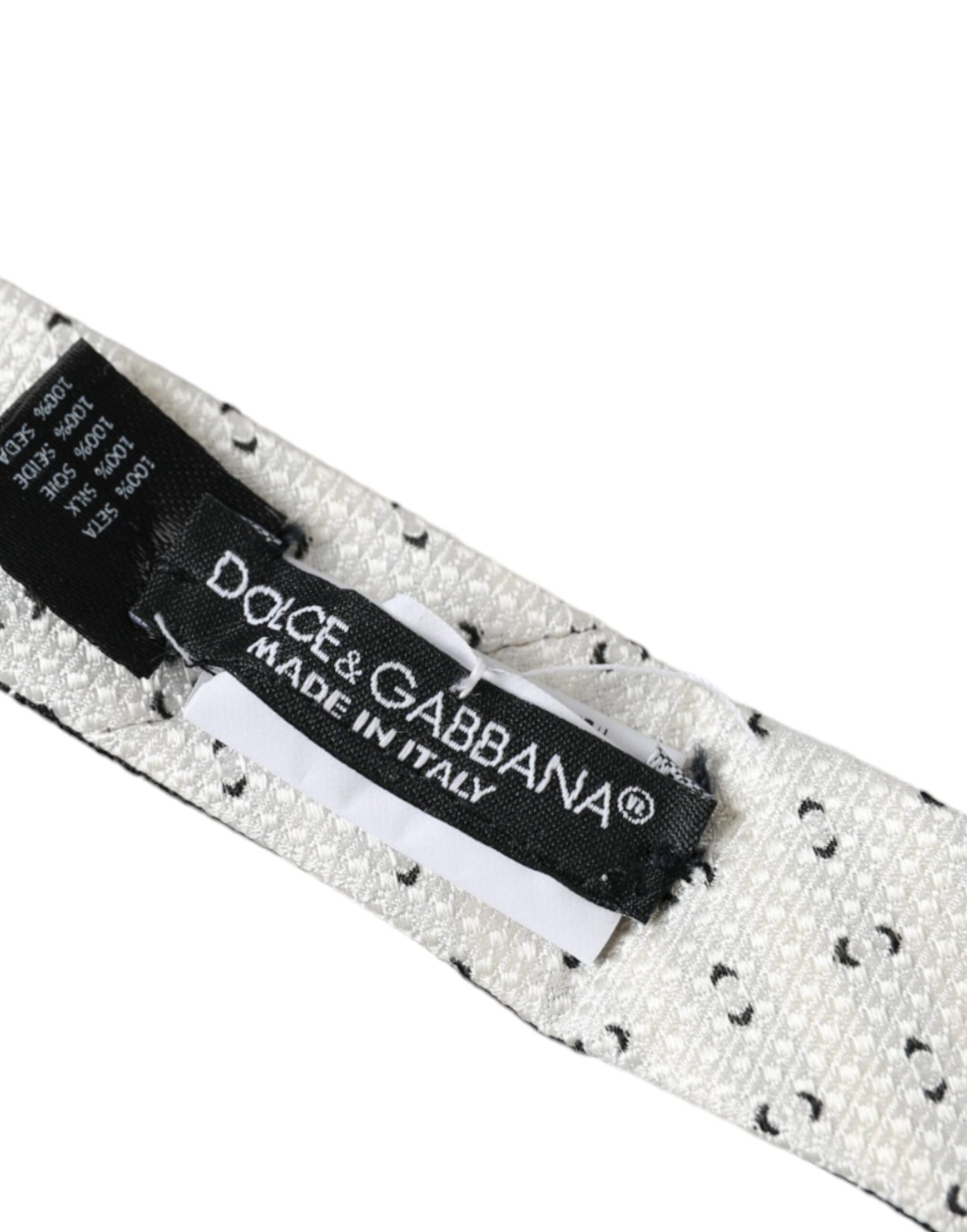 Dolce &amp; Gabbana sort hvid mønstret justerbar slips