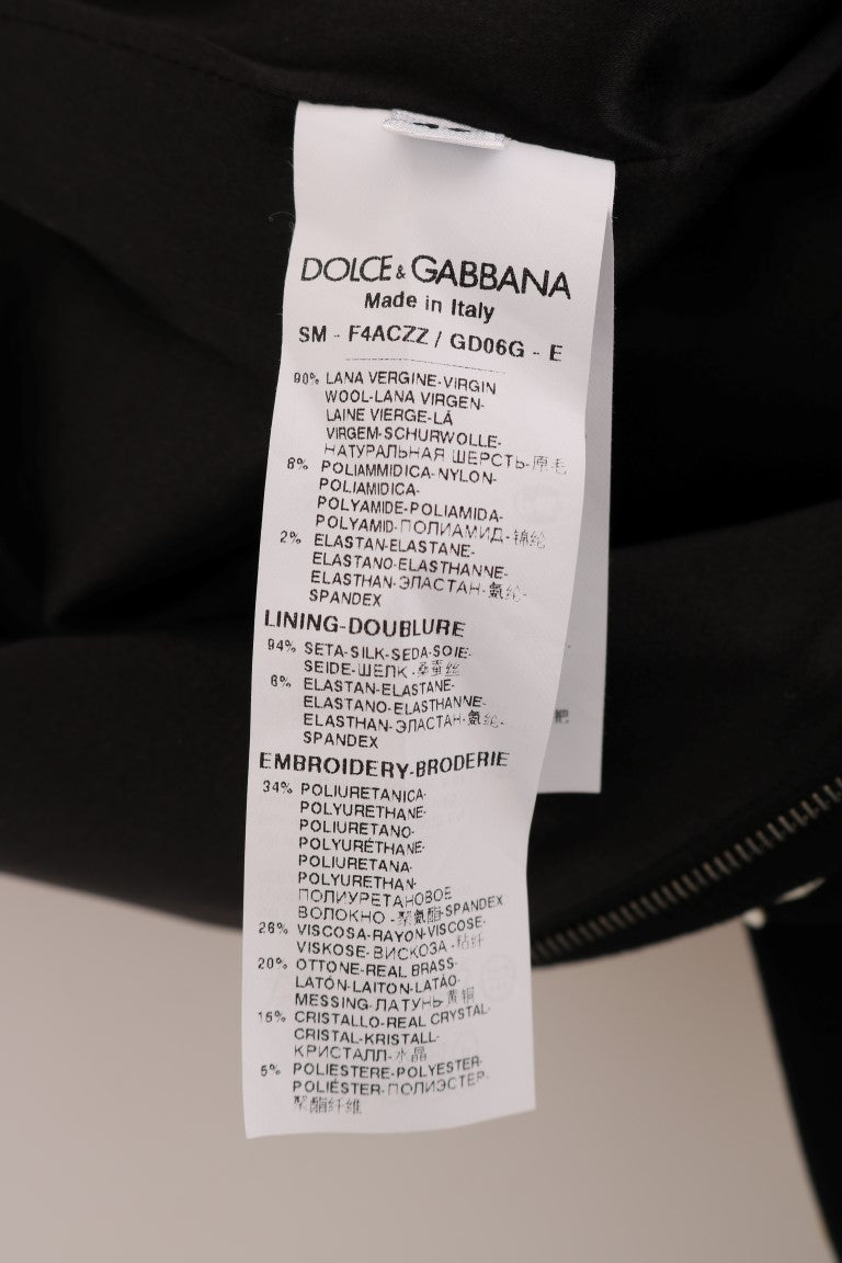 Dolce &amp; Gabbana Sort/Hvid Blomster Barok Krystal Pencil Skirt