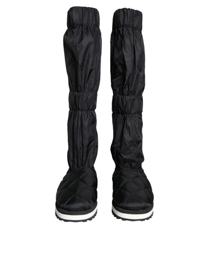 Dolce &amp; Gabbana Sorte Quiltede High Top Støvler Sneakers Sko