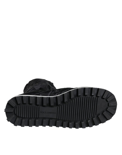 Dolce &amp; Gabbana Sorte Quiltede High Top Støvler Sneakers Sko