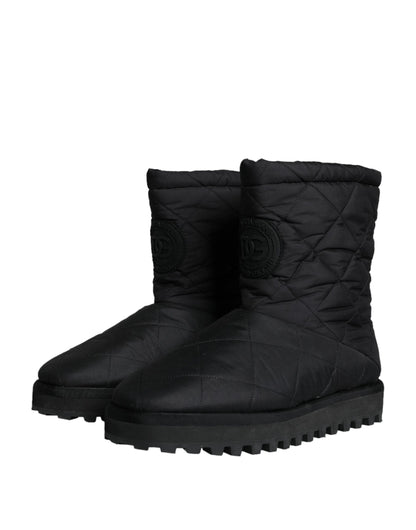 Dolce &amp; Gabbana Sort nylon polstret Mid Calf Mænd Støvler Sko