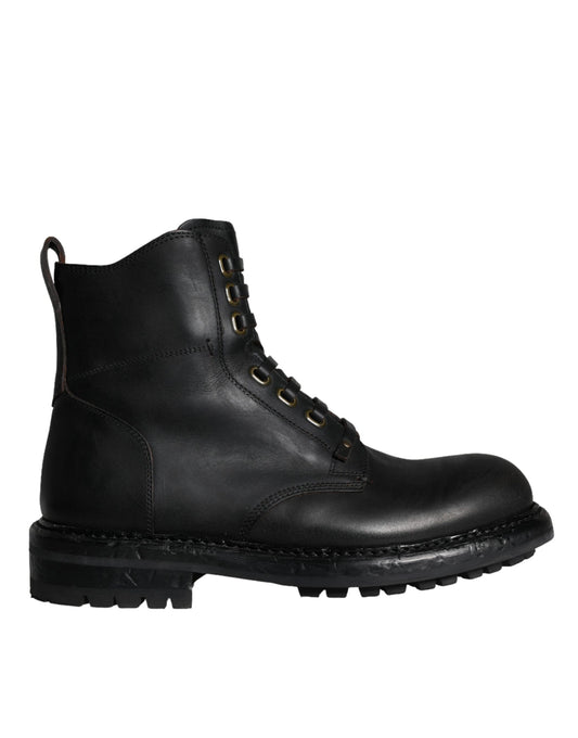 Dolce &amp; Gabbana Sorte Snøre Støvler Mid Calf Boots Herresko