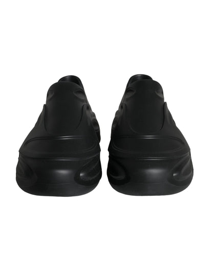 Dolce &amp; Gabbana Sorte Folieret Gummi Legetøj Lave Sneakers Sko