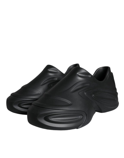 Dolce &amp; Gabbana Sorte Folieret Gummi Legetøj Lave Sneakers Sko